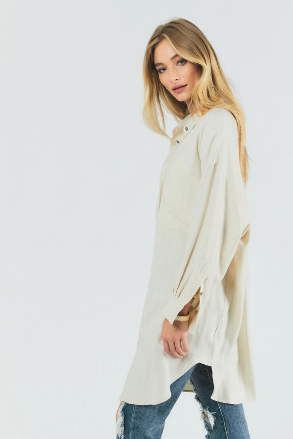 Oversized Button Down Long Sleeve Shirt