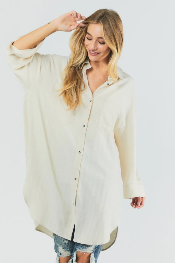 Oversized Button Down Long Sleeve Shirt