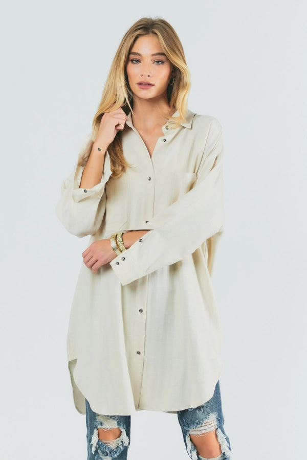Oversized Button Down Long Sleeve Shirt