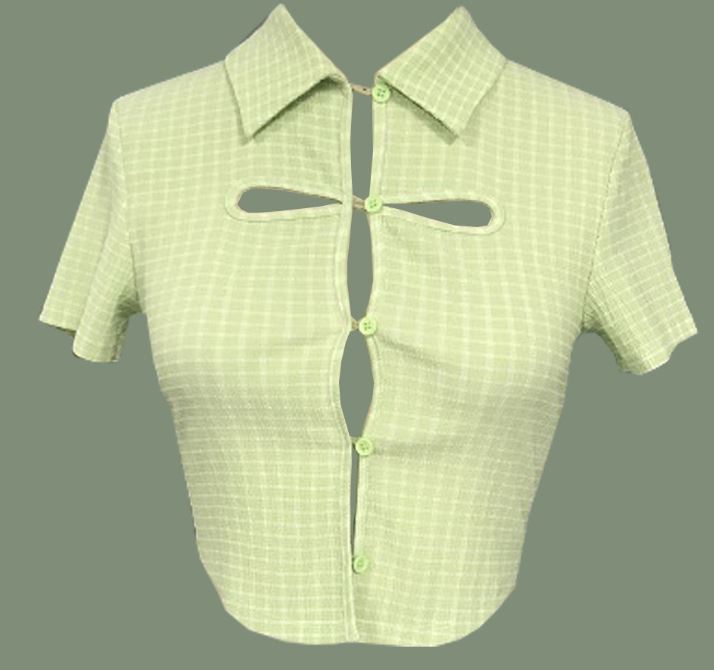 Cropped Knitted Checkered Top