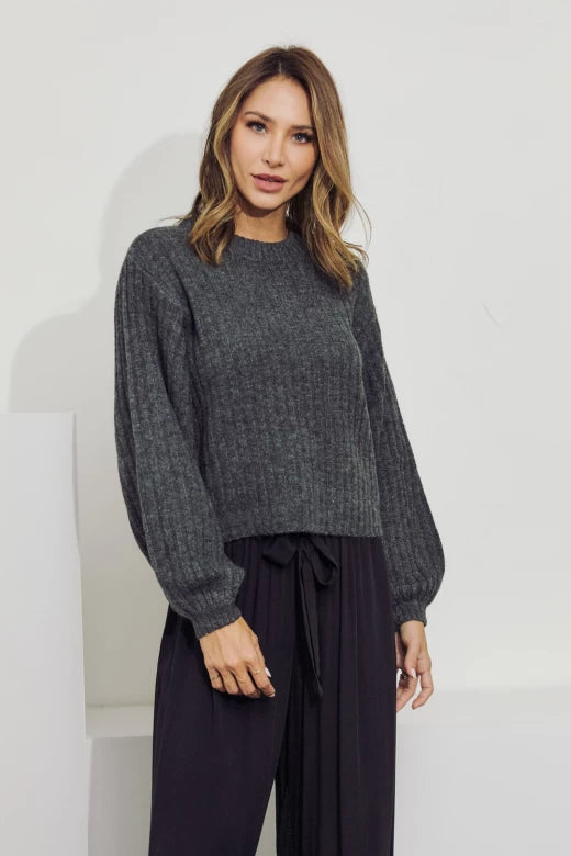 Quarter Sleeve Cropped Sweater