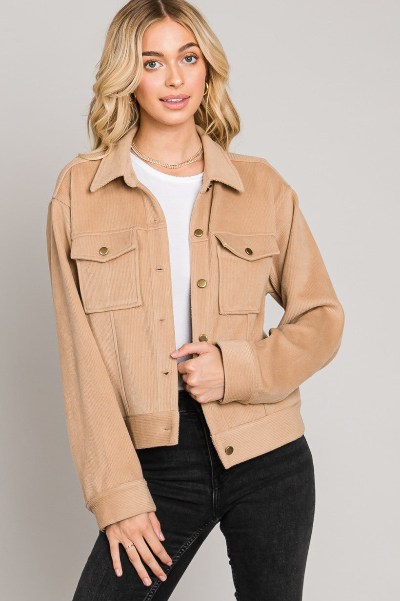 Soft Corduroy Button Down Jacket