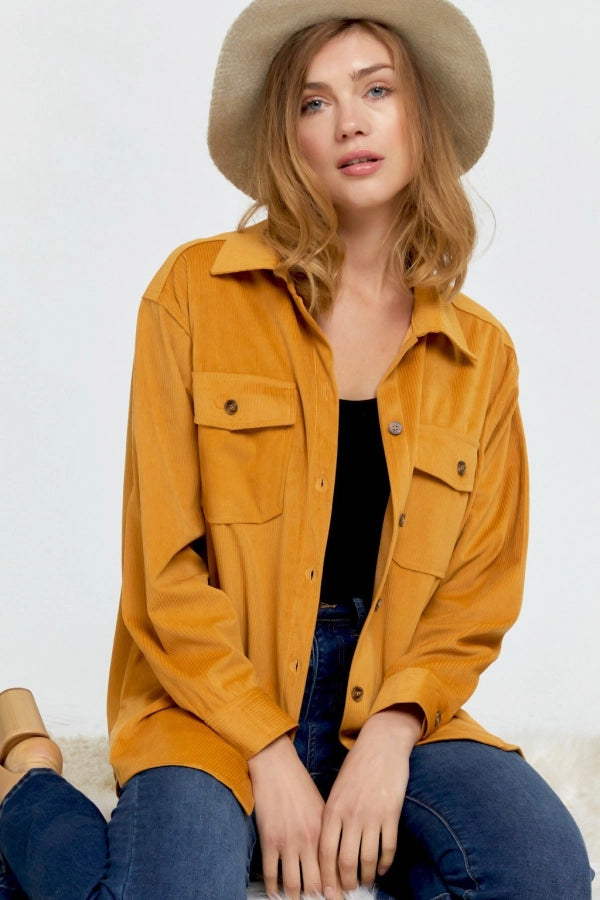 Corduroy Dropped Shoulder Shirt