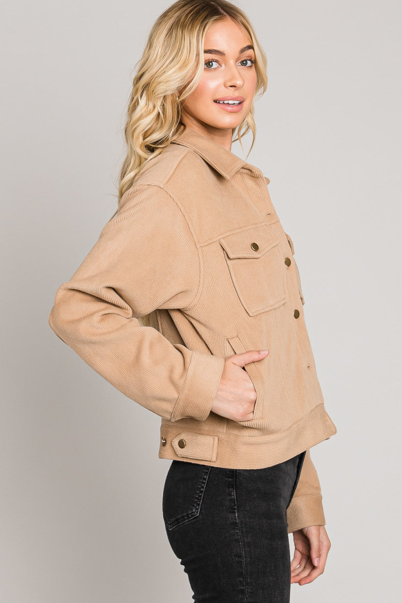 Soft Corduroy Button Down Jacket
