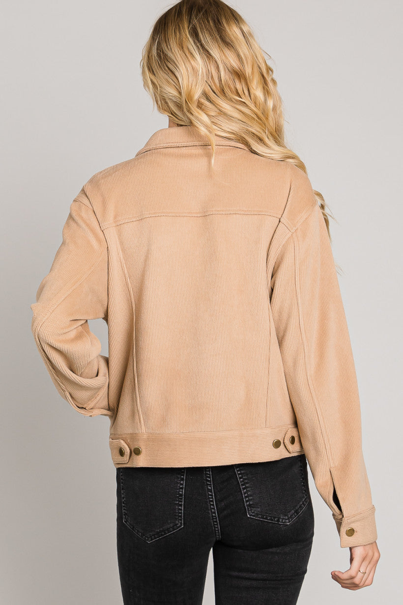 Soft Corduroy Button Down Jacket